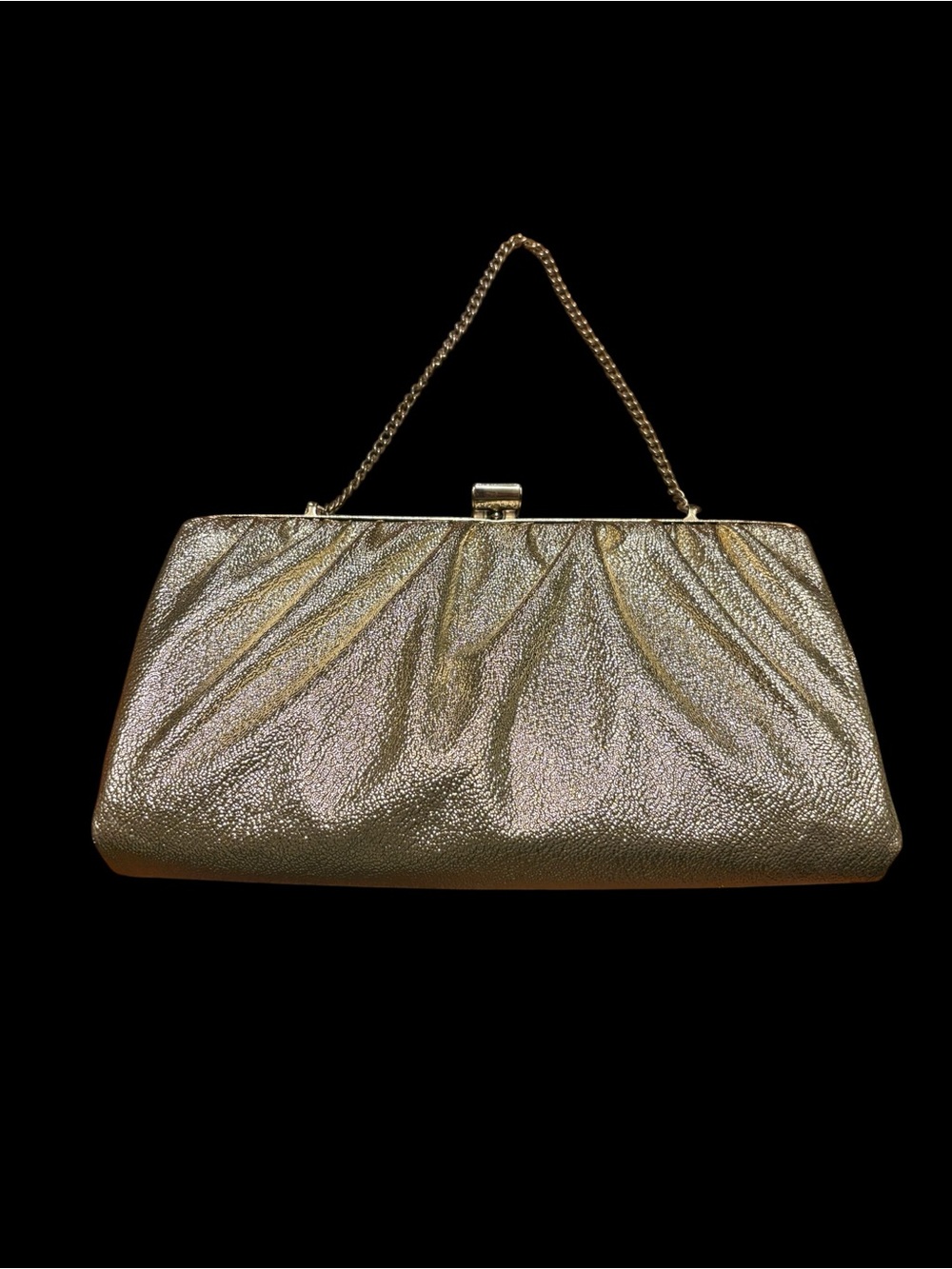 Vintage Gold Metallic Evening Clutch with Chain Strap